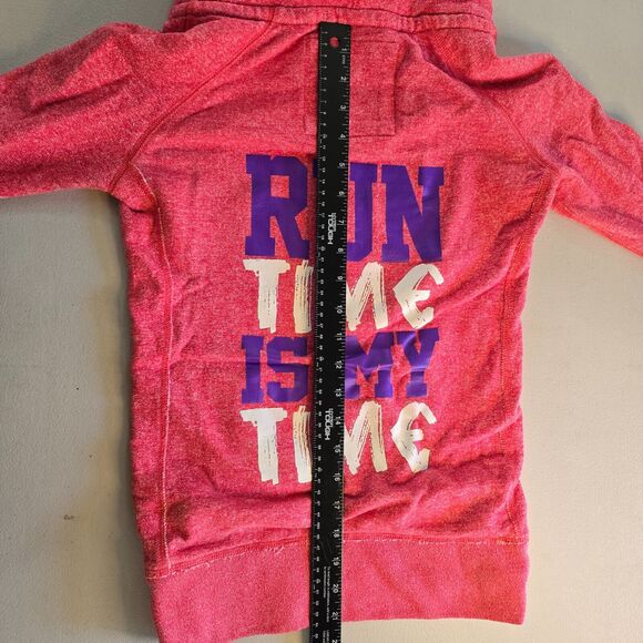 Lorna Jane Hoodie Women's XS Pink Run Time Is My Time Quarter Zip Pockets - Picture 9 of 16